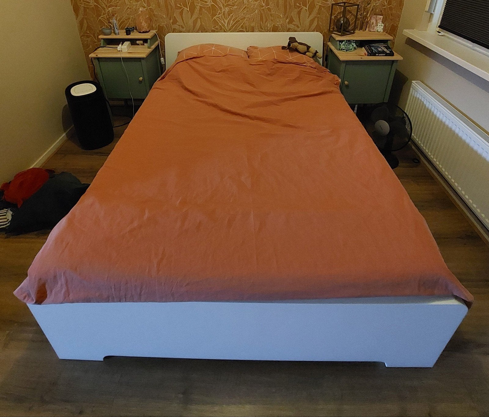 Wit bed 140x200 met lattenbodems, Ophalen, Gebruikt, Wit, Tweepersoons