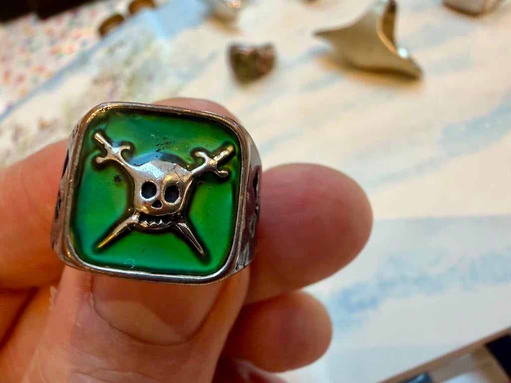 ‍️ VINTAGE PIRATEN MOODRING - WERKEND!, Overige materialen, Gebruikt, Ophalen of Verzenden, Dame of Heer