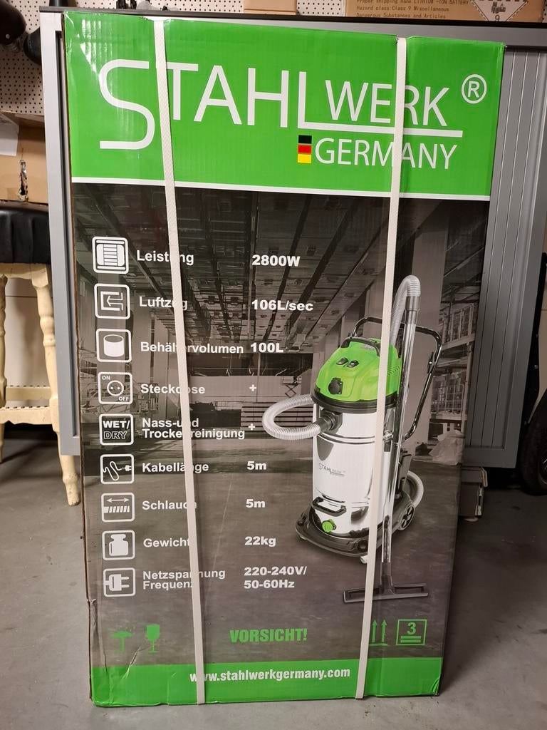 Stahlwerk Industriële Stofzuiger 100L - 2800W Nat/Droog, Ophalen, Nieuw, Reservoir, 2000 watt of meer