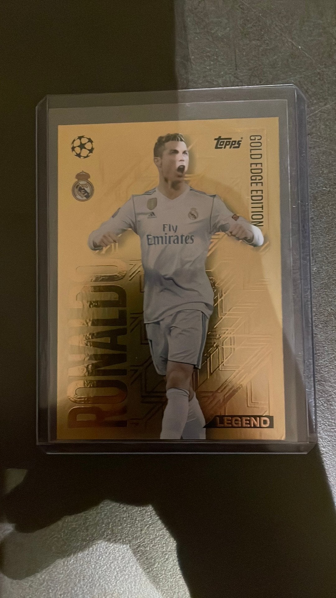 Cristiano Ronaldo gold edge edition Topps, Ophalen of Verzenden, Zo goed als nieuw, Buitenlandse clubs, Spelerskaart