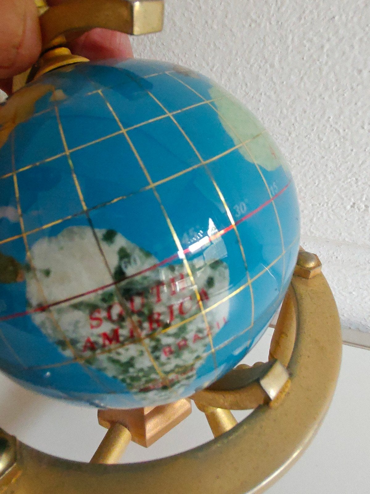 Compacte Lapis Lazuli Gemstones Wereldbol Globe Hoogte 15 cm, Glas, Draaibaar, Ophalen of Verzenden, Zo goed als nieuw