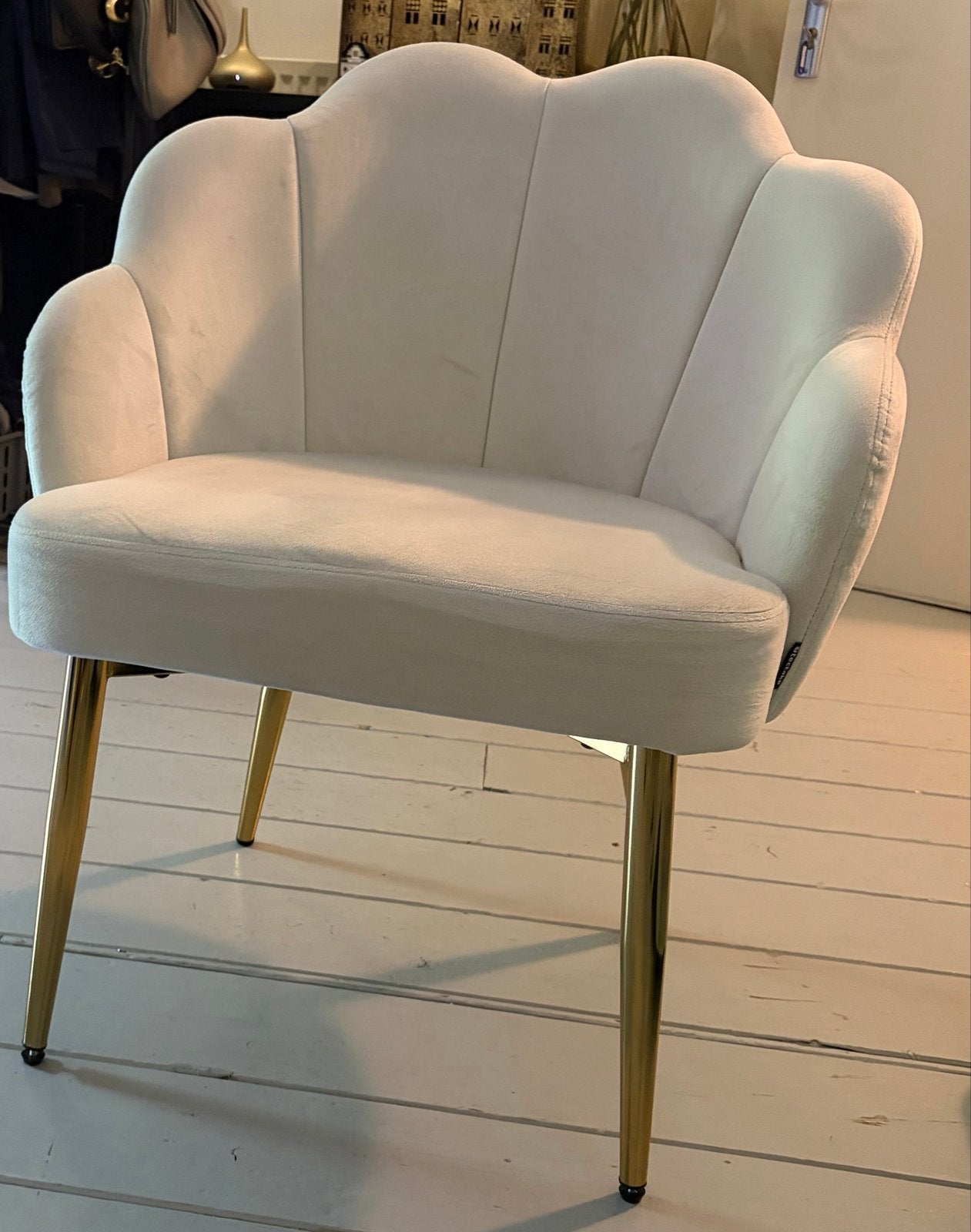 Tectake schelpstoel, lichtbeige met gouden poten, Ophalen, Overige kleuren, Zo goed als nieuw, Metaal