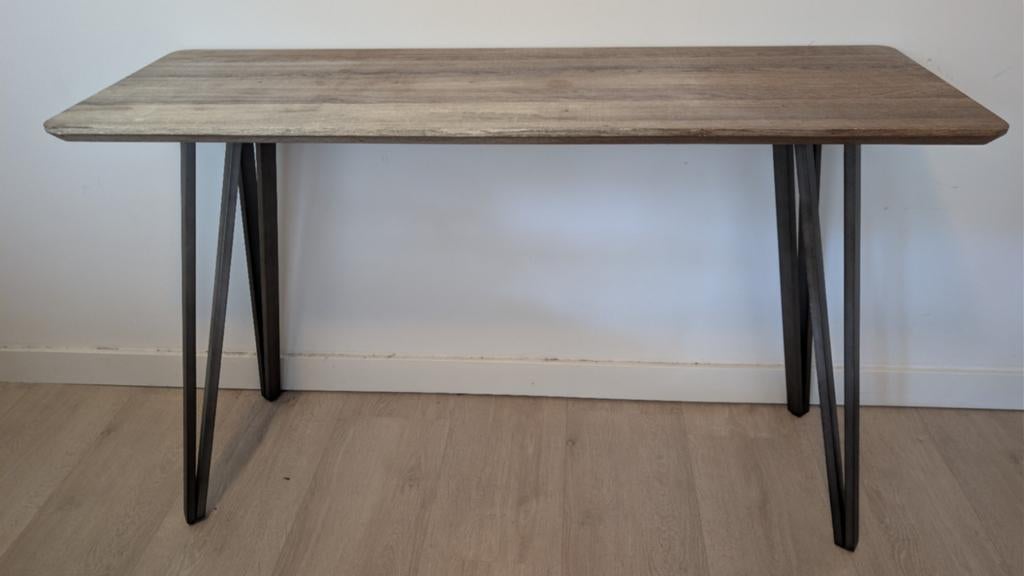 Sidetable met metalen poten, Overige houtsoorten, Gebruikt, Minder dan 50 cm, Ophalen of Verzenden