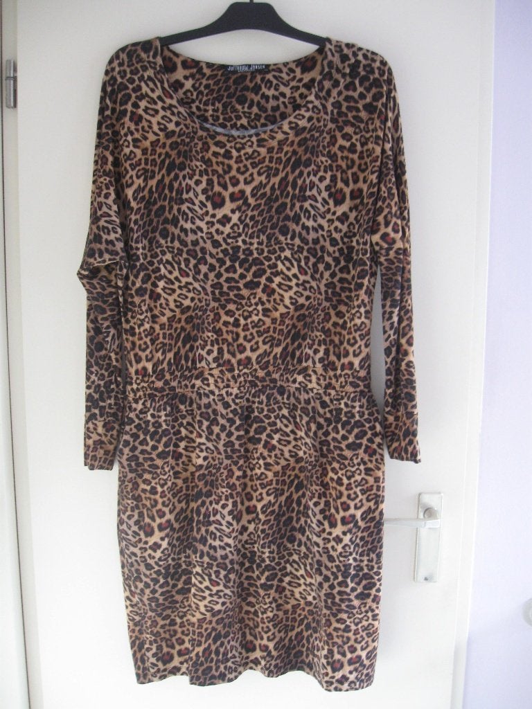JUFFROUW JANSEN jurk maat XXL panter als nieuw, Bruin, Maat 46/48 (XL) of groter, Ophalen of Verzenden, Zo goed als nieuw