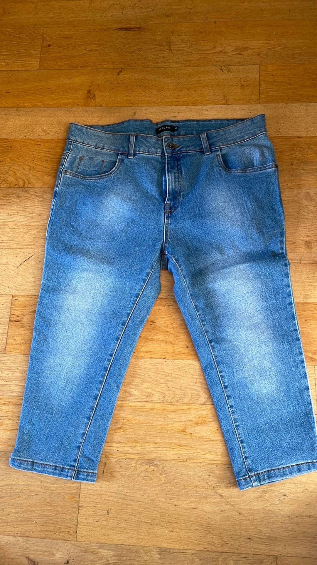 3/4 dames spijkerbroek mt:46, Ophalen of Verzenden, Zo goed als nieuw, Meisje, Broek