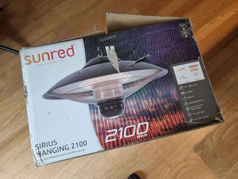 Sunred Sirius hangende terrasverwarmer 2100W + LED, Ophalen, Zo goed als nieuw, Elektrisch, Plafond