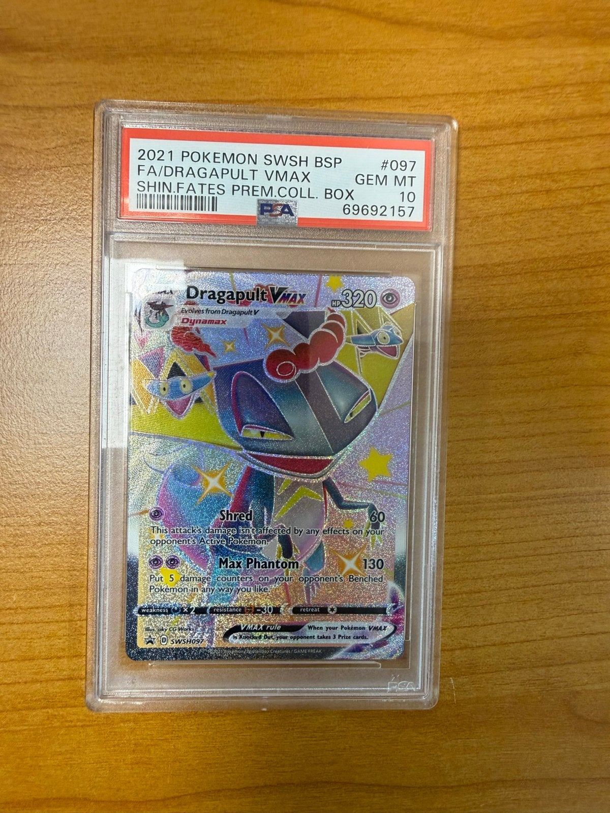 PSA 10 Dragapult VMAX 097/073 Shiny Star V (Shiny Fates), Ophalen of Verzenden, Nieuw, Losse kaart, Foil
