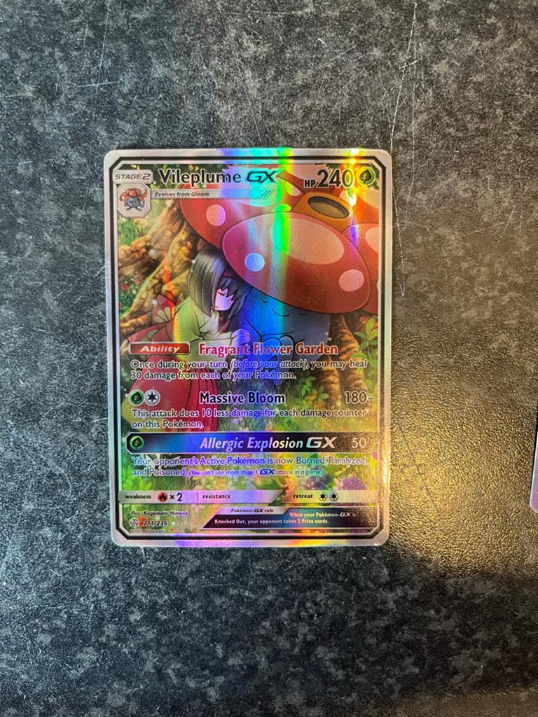 Vileplume GX Full Art Pokémon Kaart - Zo goed als nieuw, Ophalen of Verzenden, Zo goed als nieuw, Losse kaart, Foil