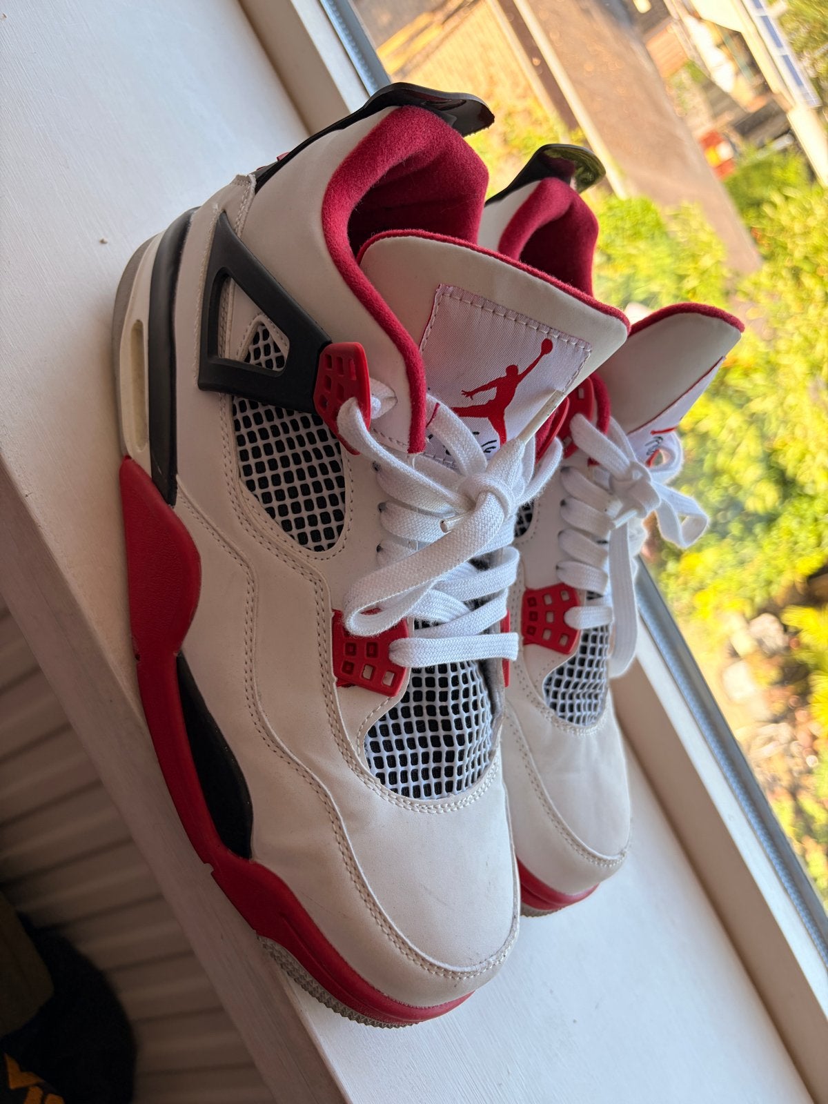 Nike Air Jordan 4 Retro Fire Red Sneakers Maat 45, Ophalen, Gedragen, Wit, Sneakers of Gympen