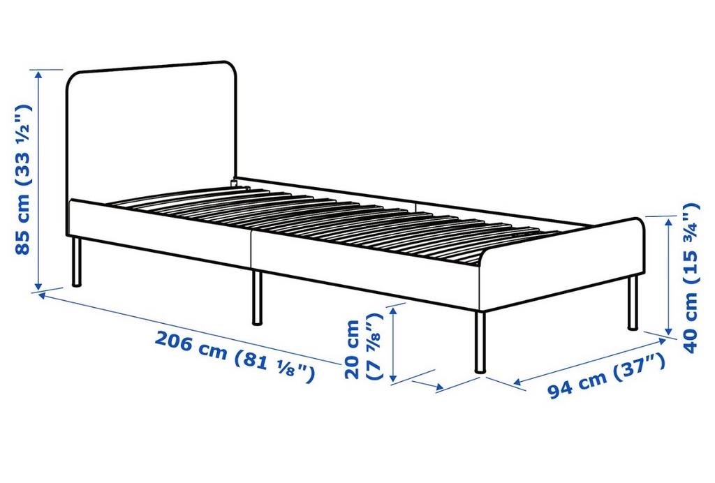 IKEA Slattum bed met Luröy lattenbodem (90x200 cm), Ophalen, 90 cm, Eenpersoons, Zo goed als nieuw