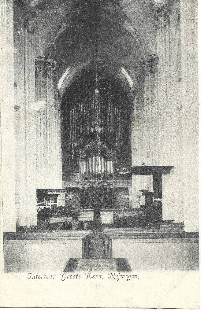Nijmegen interieur Grote Kerk Stevenskerk orgel, Ophalen of Verzenden, Voor 1920, Ongelopen, Gelderland