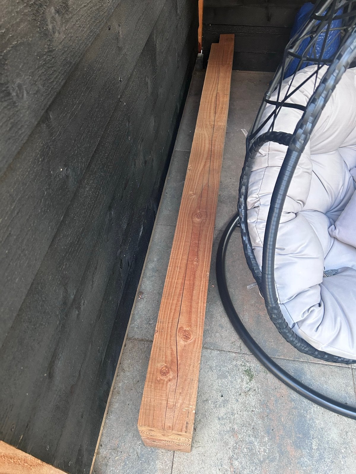 2 Douglas houten staanders 15x15x248cm, Ophalen, Gebruikt, 200 tot 250 cm, 50 mm of meer