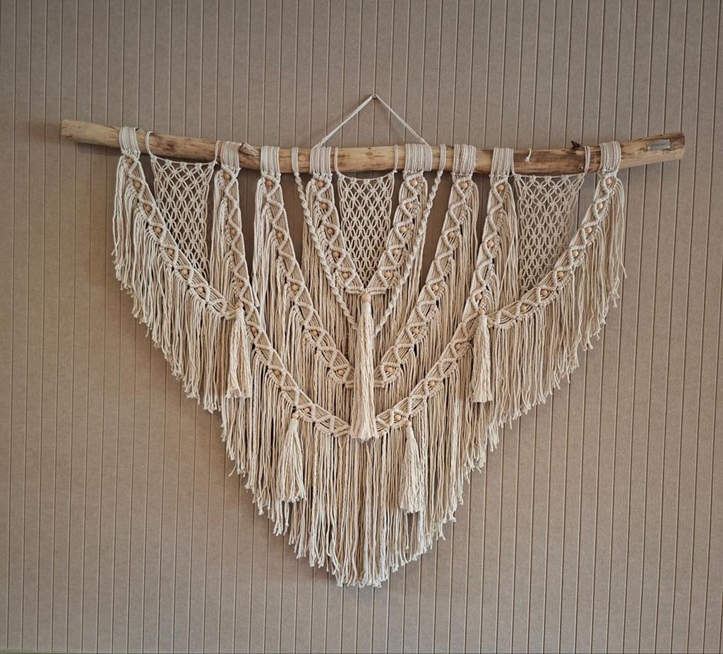 Nieuwe handgemaakte macrame wandkleed  creme/beige, Ophalen of Verzenden, Nieuw