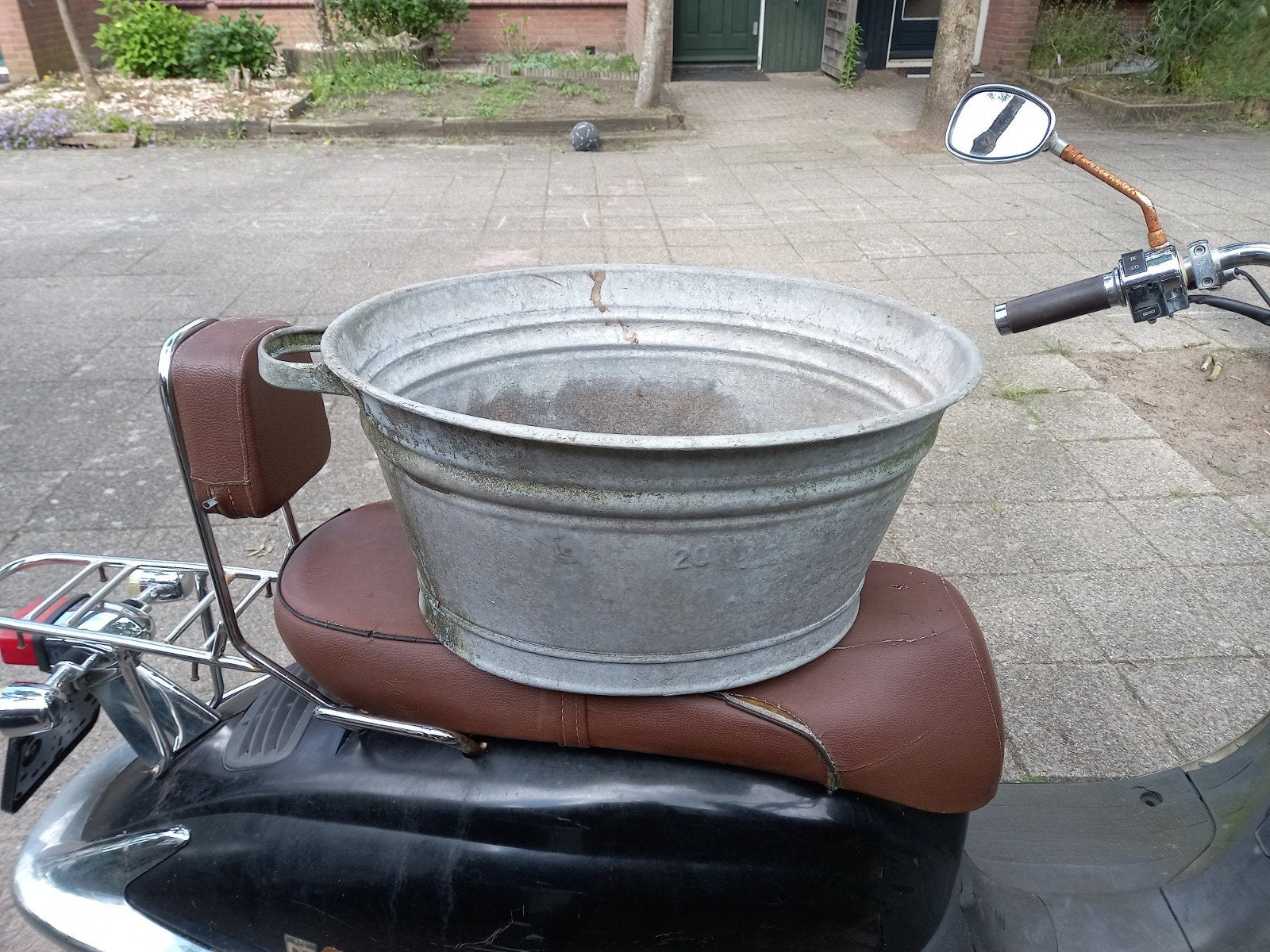 Oude zinken teil / wastobbe - Vintage decoratie, Ophalen of Verzenden