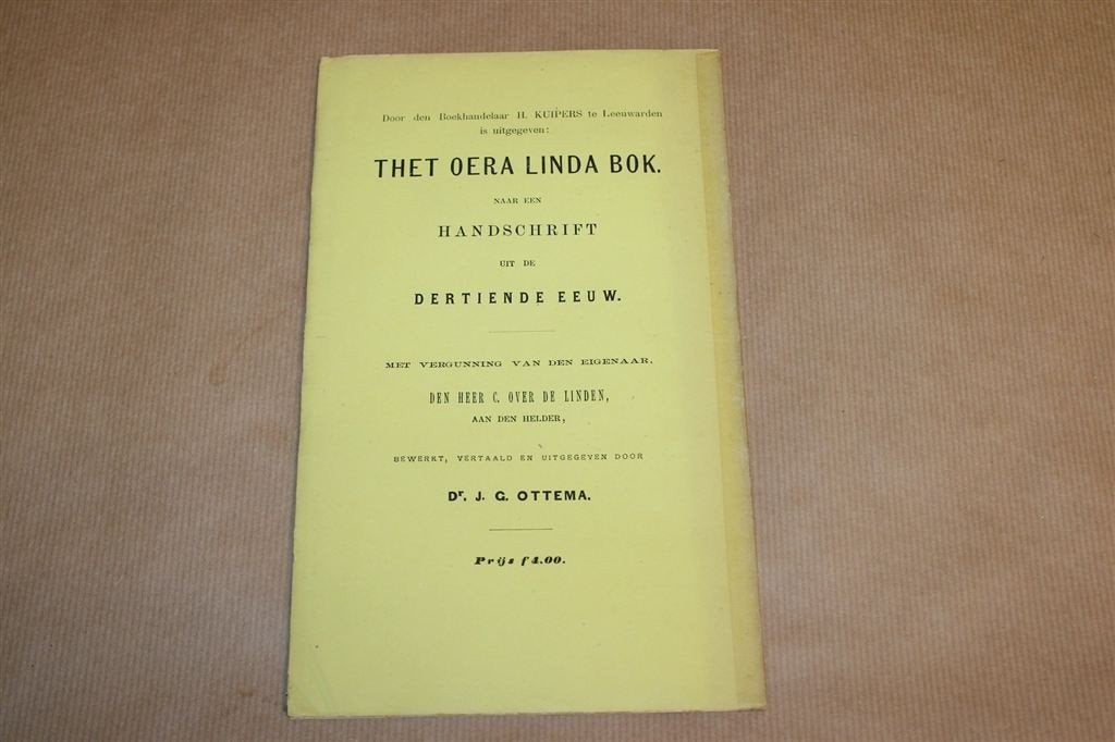 Oera Linda Boek — Ottema, Aantekeningen 1873, Zeldzaam, Ophalen of Verzenden, Gelezen