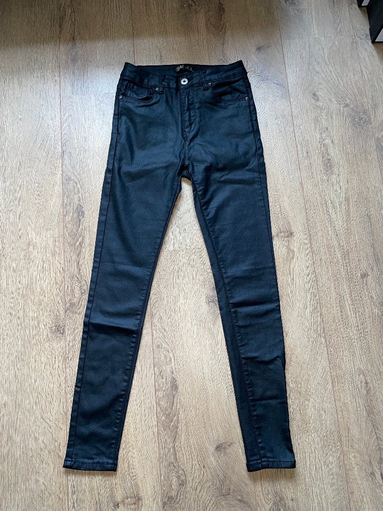 Toxik3 zwarte coated stretch broek skinny jeans mt 38, Zwart, Toxik, Ophalen of Verzenden, Zo goed als nieuw