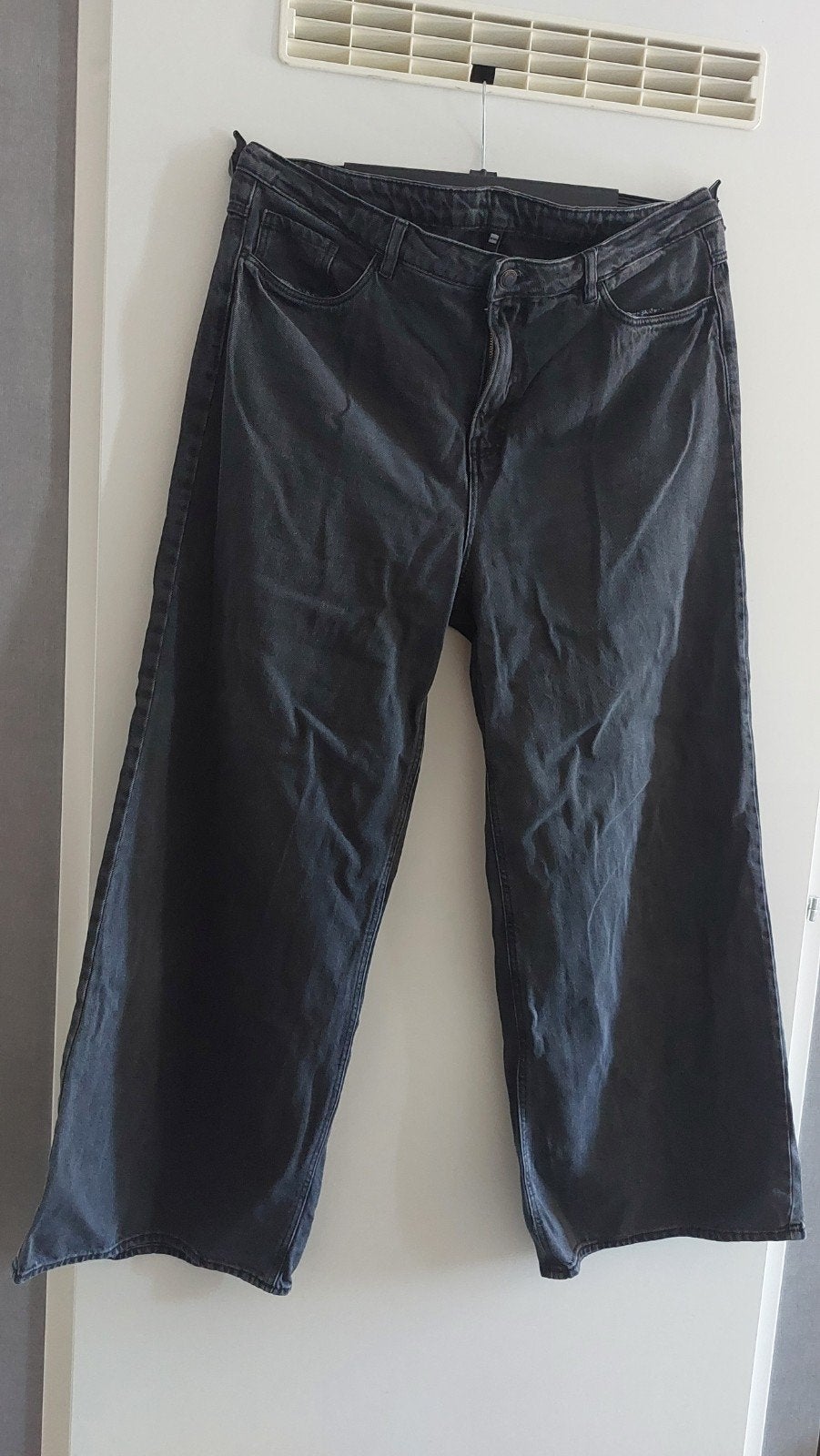 Hema wideleg spijkerbroek donkergrijs maat 46, Maat 46/48 (XL) of groter, Ophalen of Verzenden, Gedragen, Hema