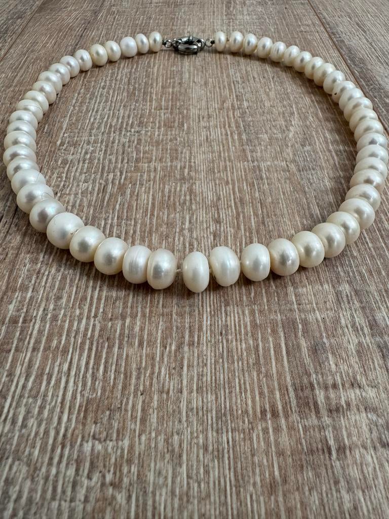 Parel Ketting met echte Chinese parels 48cm, Ophalen of Verzenden, Zo goed als nieuw, Wit, Overige materialen