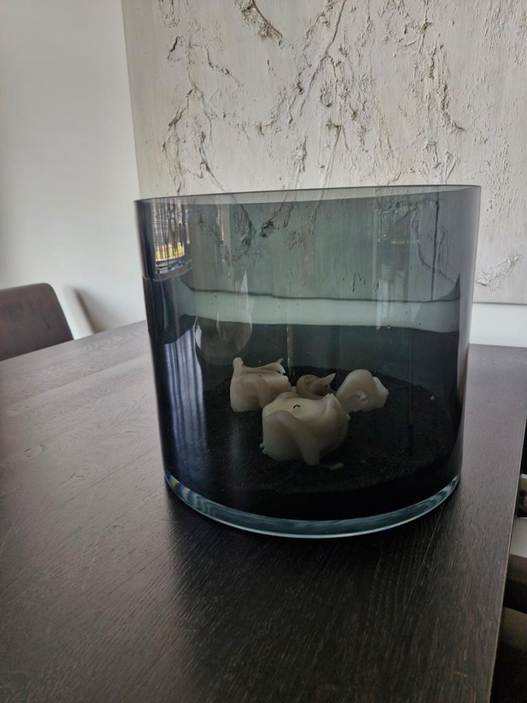 Mooi xxl (heel groot) windlicht in zwart / smokey glas., Huis en Inrichting, Ophalen, Overige materialen, Zwart, Zo goed als nieuw