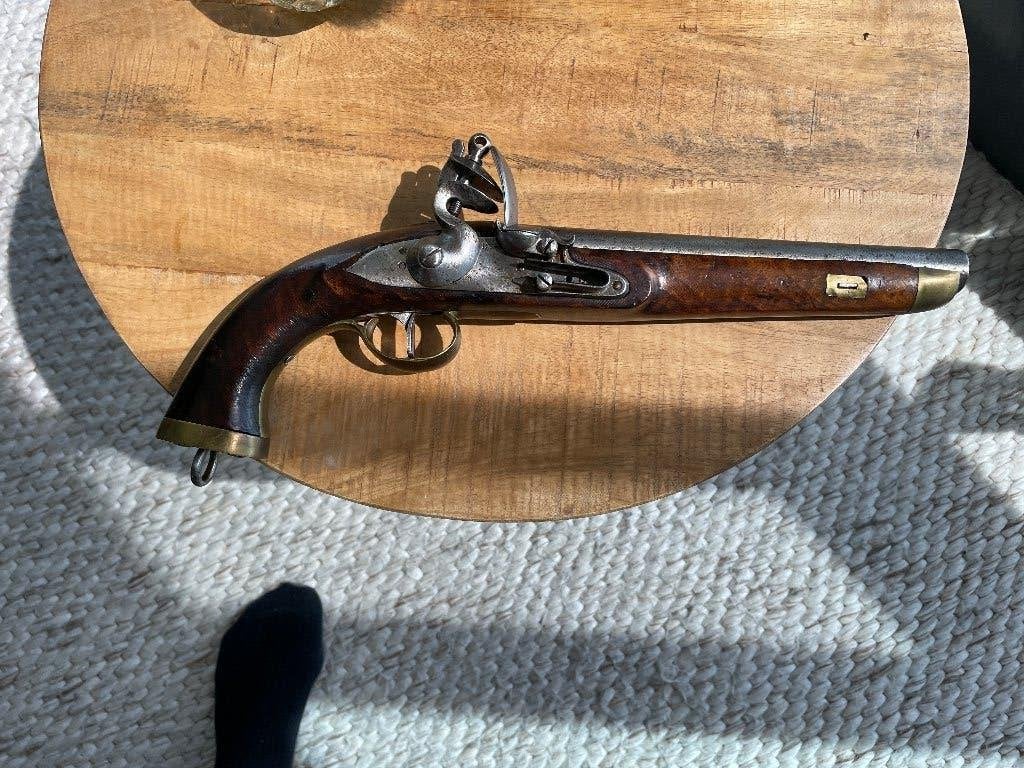 Te koop, groot antiek, militair vuursteen pistool., Ophalen of Verzenden