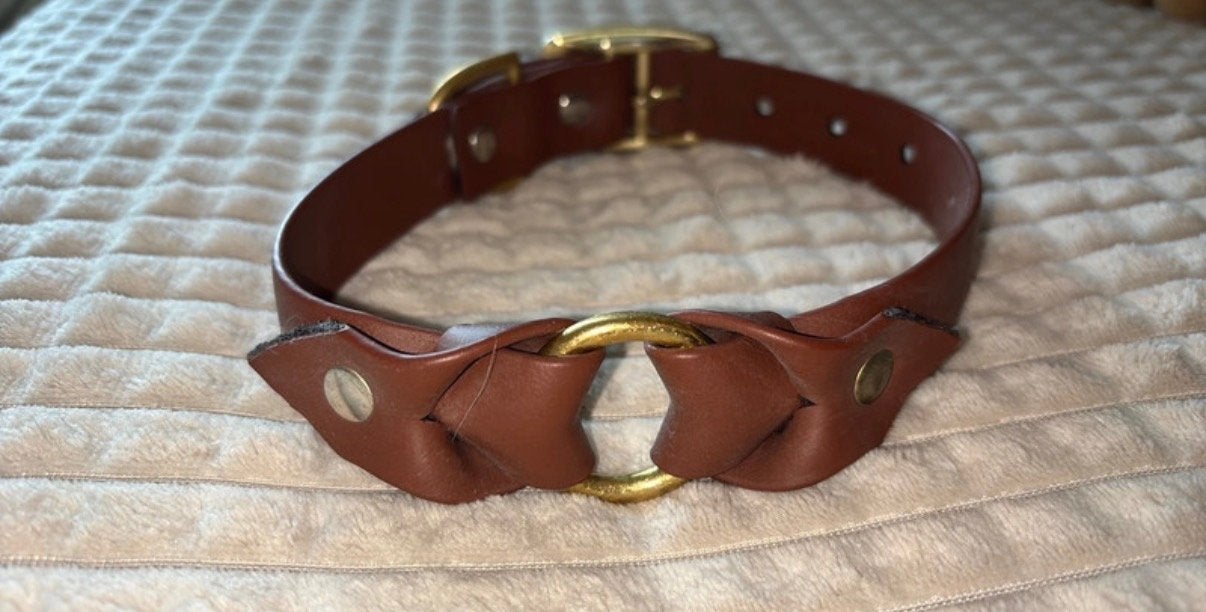 Biothane Halsband Bruin Handmade, Ophalen of Verzenden, Handgemaakt, Zo goed als nieuw
