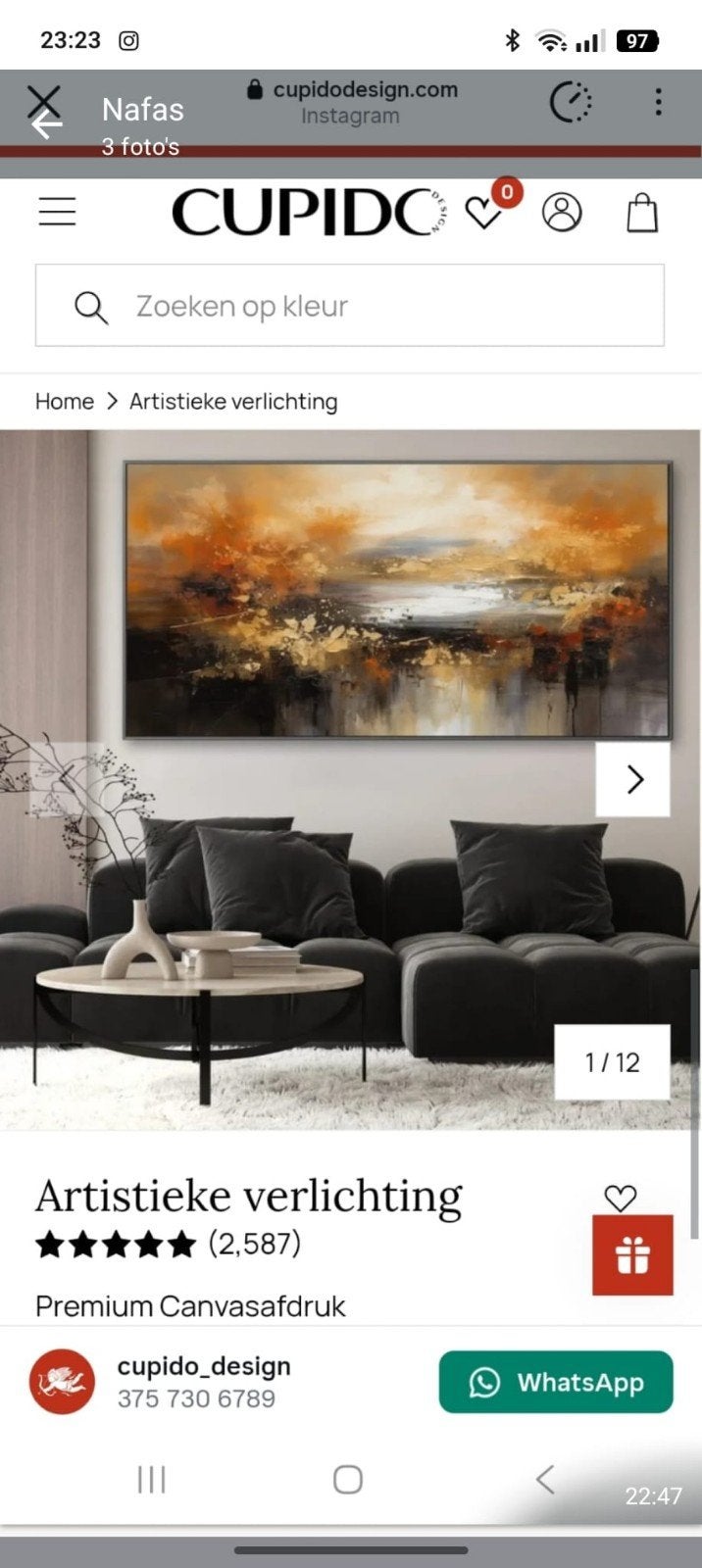 Foto 4 van Groot abstract schilderij - Canvasafdruk