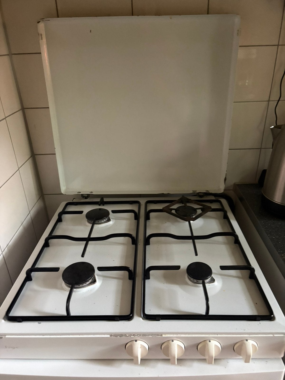 4 pits pelgrim gasstel met pannen, Gebruikt, Minder dan 85 cm, Gas, 4 kookzones