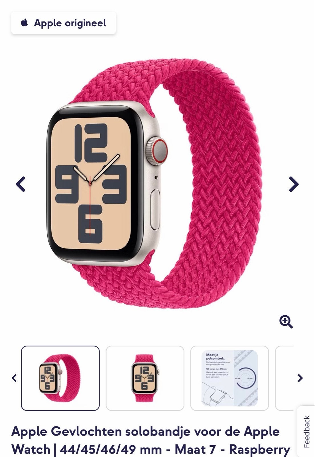 Apple Gevlochten Solobandje voor Apple Watch - Raspberry, Ophalen of Verzenden, Zo goed als nieuw, Roze, IOS