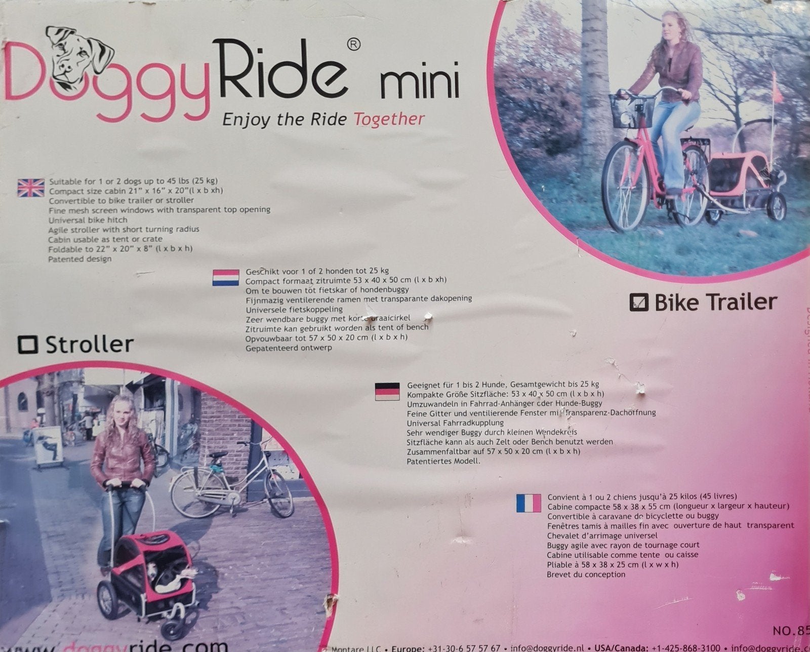 DoggyRide Mini Hondenfietskar / Hondenbuggy - Zo goed as nie, Opvouwbaar, Onbekend, 20 tot 40 kg, Ophalen of Verzenden