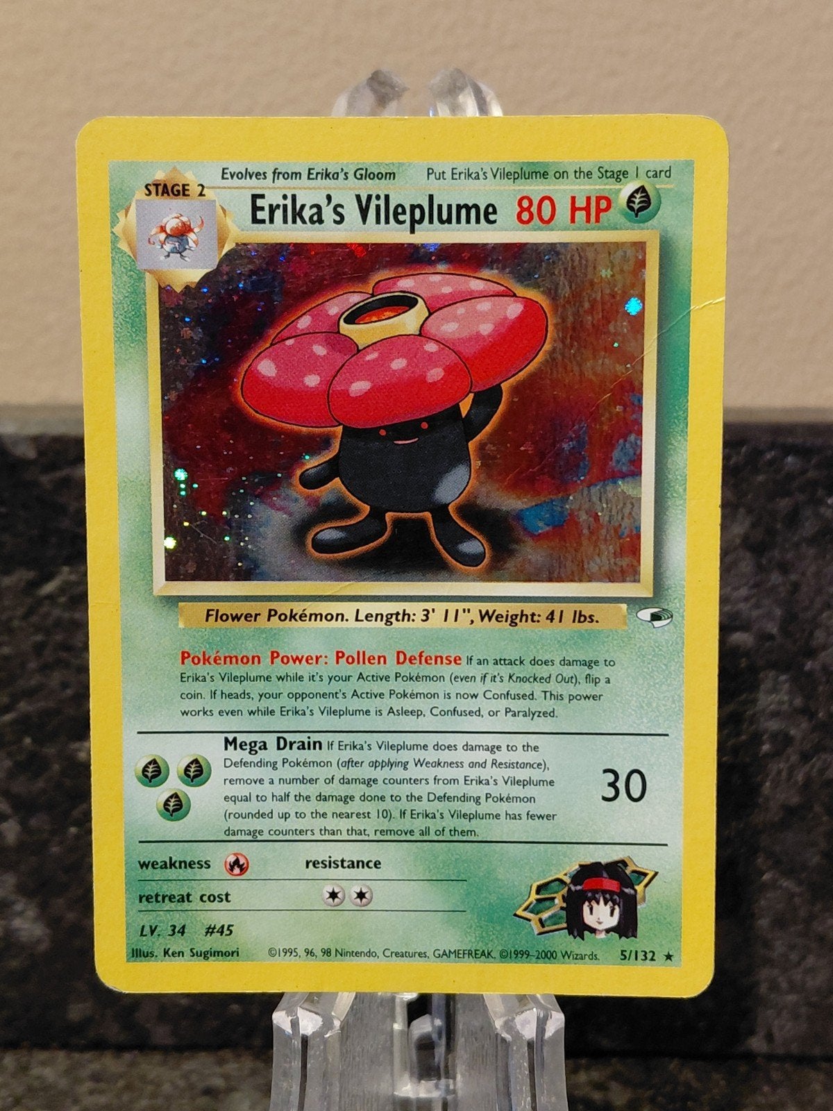 Erika's Vileplume 5/132 Holo - Pokémon, Ophalen of Verzenden, Gebruikt, Losse kaart, Foil