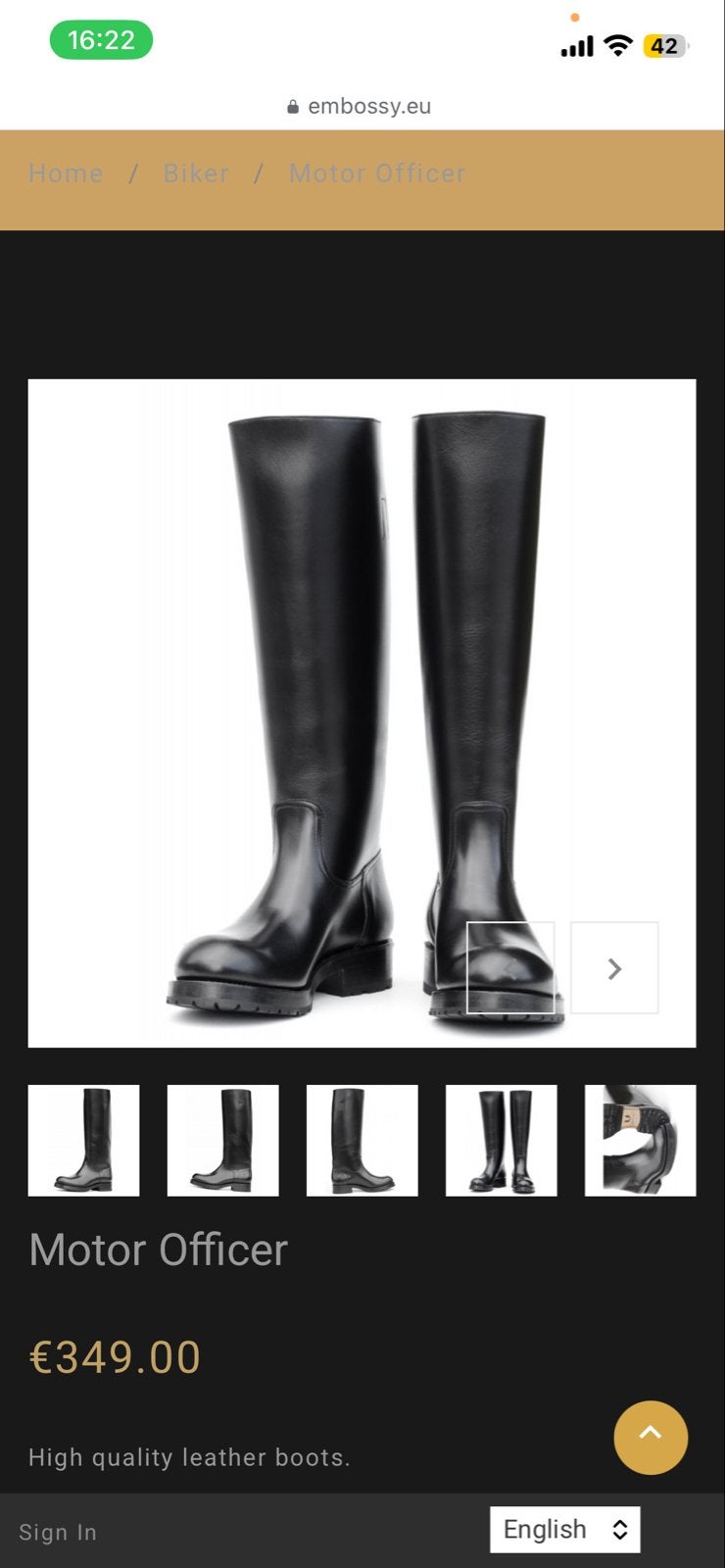 Embossy Motor Officer boots 44, Zwart, Boots, Ophalen of Verzenden, Zo goed als nieuw