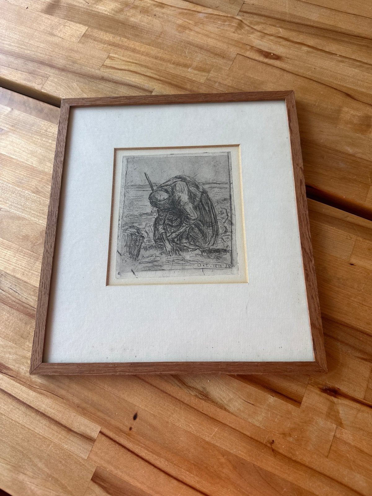 Antieke Ets naar Van Gogh - Bietenplantster (1910), Antiek en Kunst, Ets, Ophalen of Verzenden, 1900 - 1949, Ingelijst