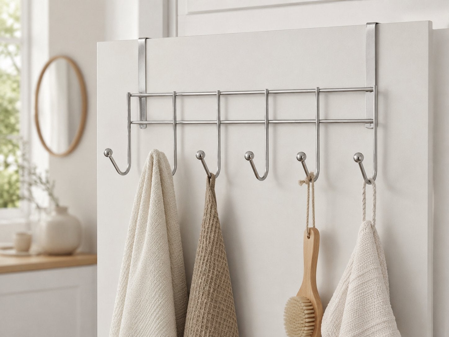 Over-de-deur kapstok met 6 haken - Metaal, Ophalen, Wandhaken, Nieuw, Minder dan 100 cm