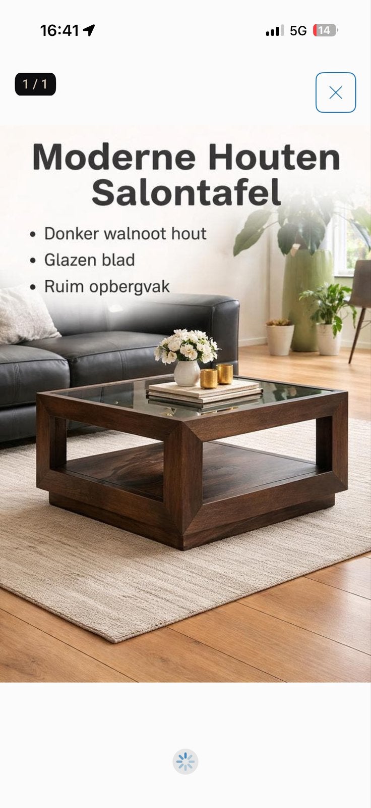 Nieuwe walnoothouten Salontafel, Ophalen, 100 tot 150 cm, Eikenhout, Nieuw