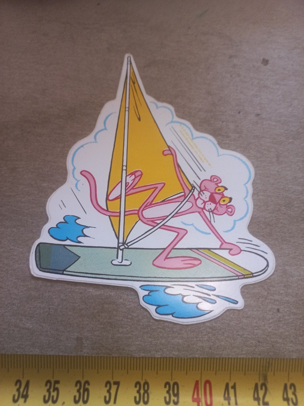Vintage Roze Panter Windsurf Sticker, Ophalen of Verzenden, Gebruikt, Strip of Tekenfilm
