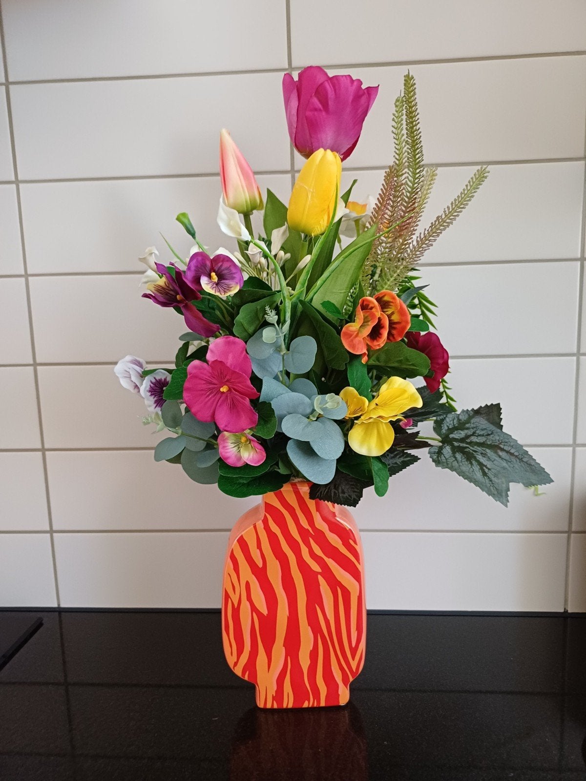 Prachtig zijden bloemen boeket inclusief vaas, Ophalen of Verzenden, Nieuw