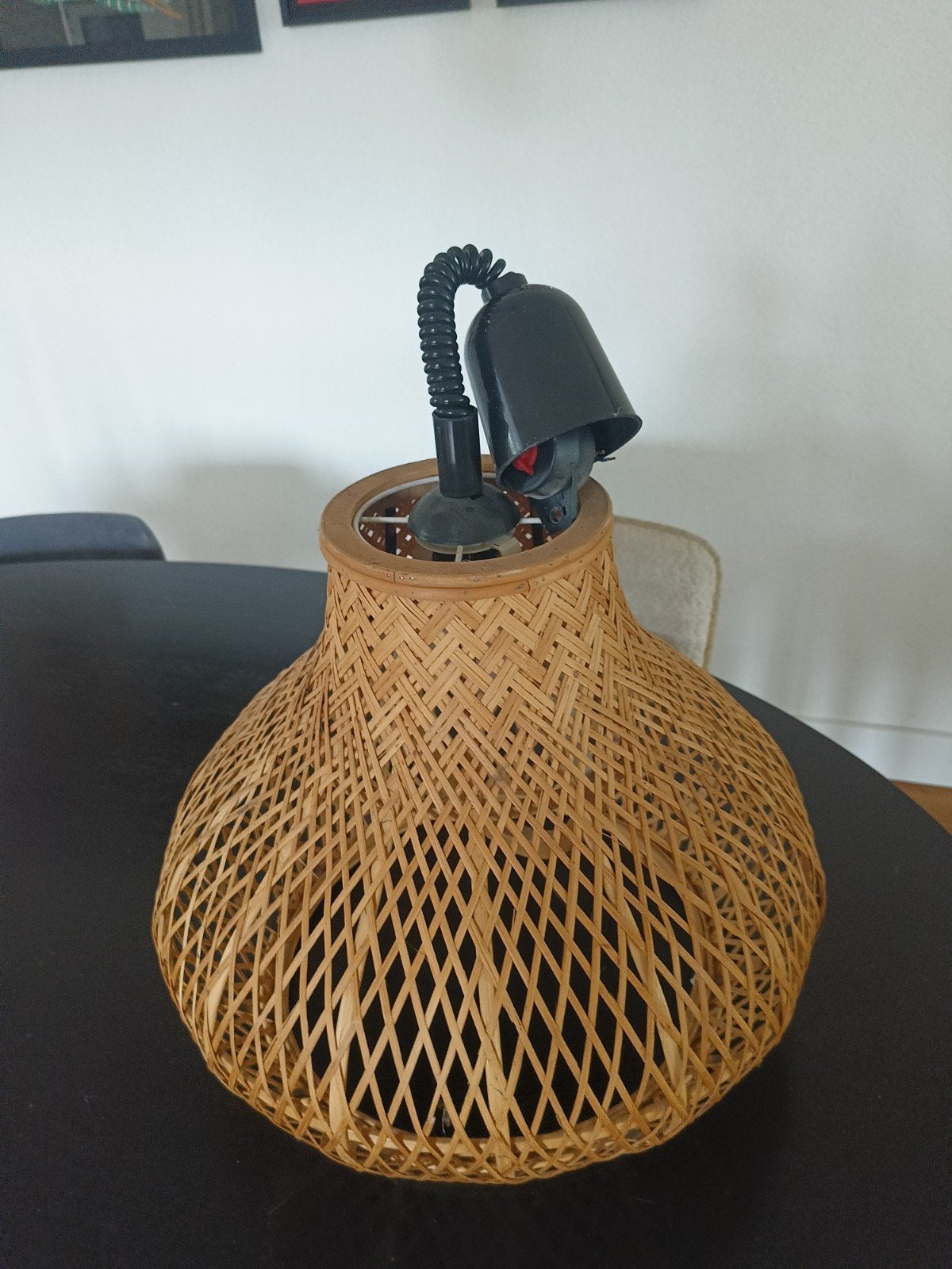 rotan hanglamp met trekpendel, Huis en Inrichting, Ophalen, Rond