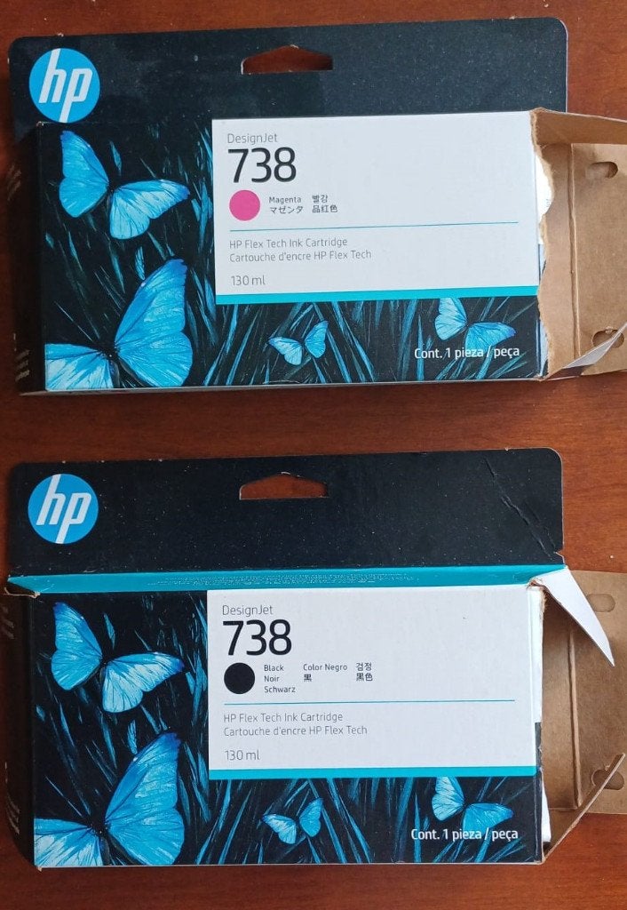 HP DesignJet 738 cartridges - Magenta en Black / zwart, Verzenden, Nieuw, Cartridge, HP