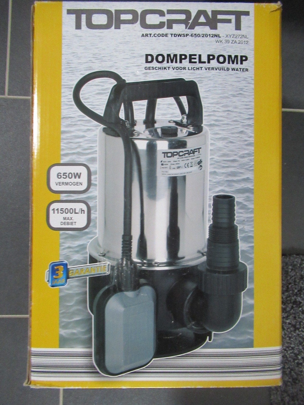 Dompelpomp zgan vuilwaterpomp Topcraft, Caravans en Kamperen, Ophalen of Verzenden, Zo goed als nieuw, Batterij