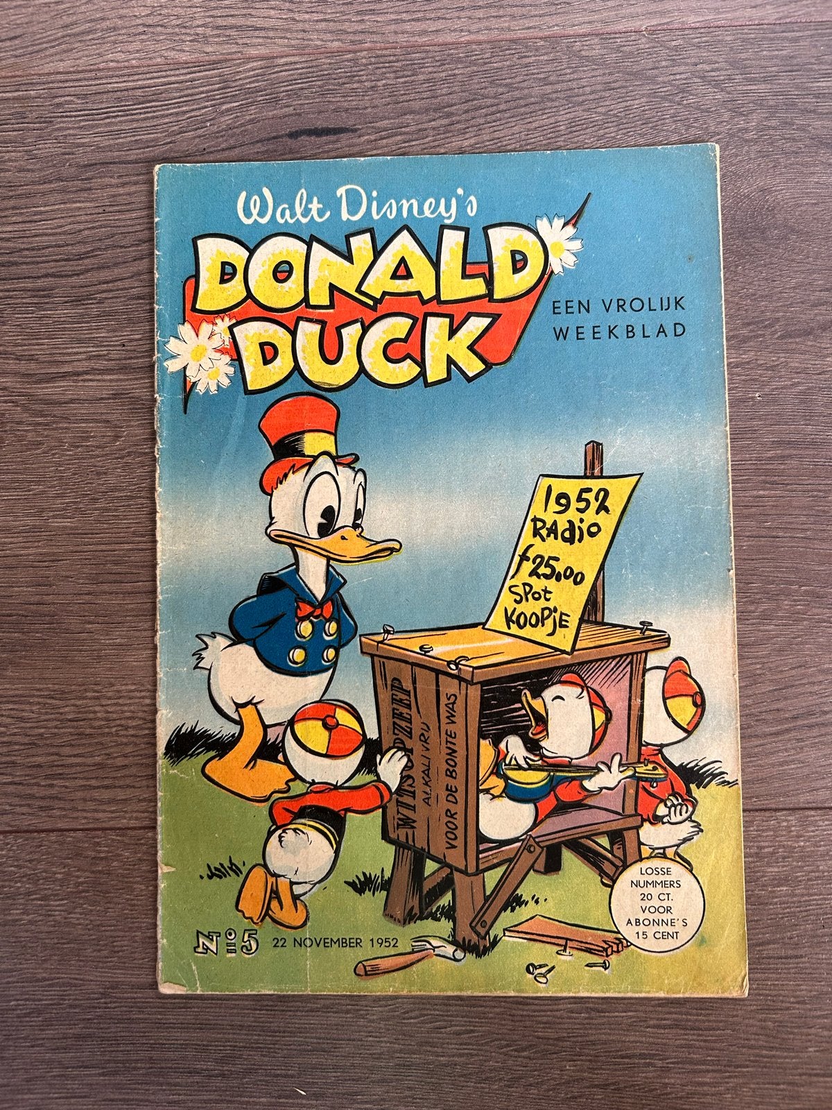 Donald Duck Weekblad - Nummer 5 - 22 november 1952, Eén stripboek, Ophalen of Verzenden, Gelezen