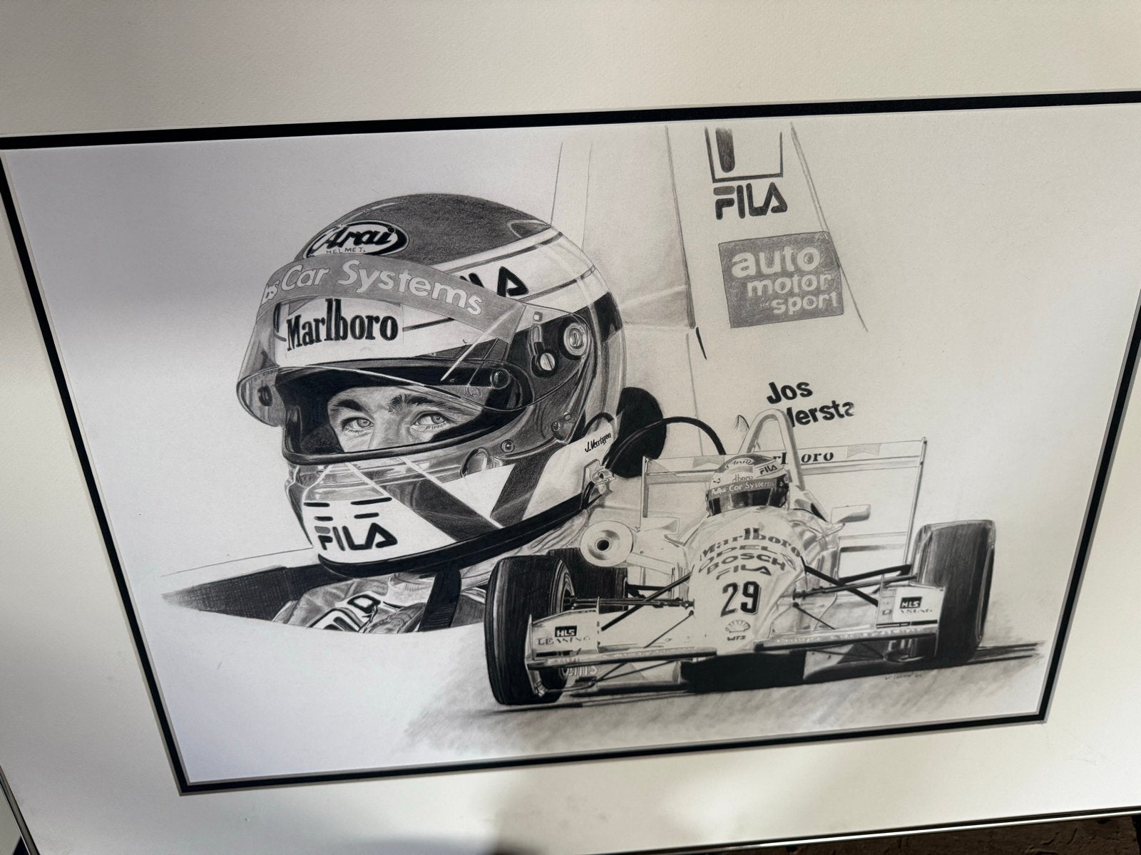Formule 1 Coureurs Tekeningen - Diverse Racers, Ophalen of Verzenden, Tekening, Potloodtekening, Gesigneerd