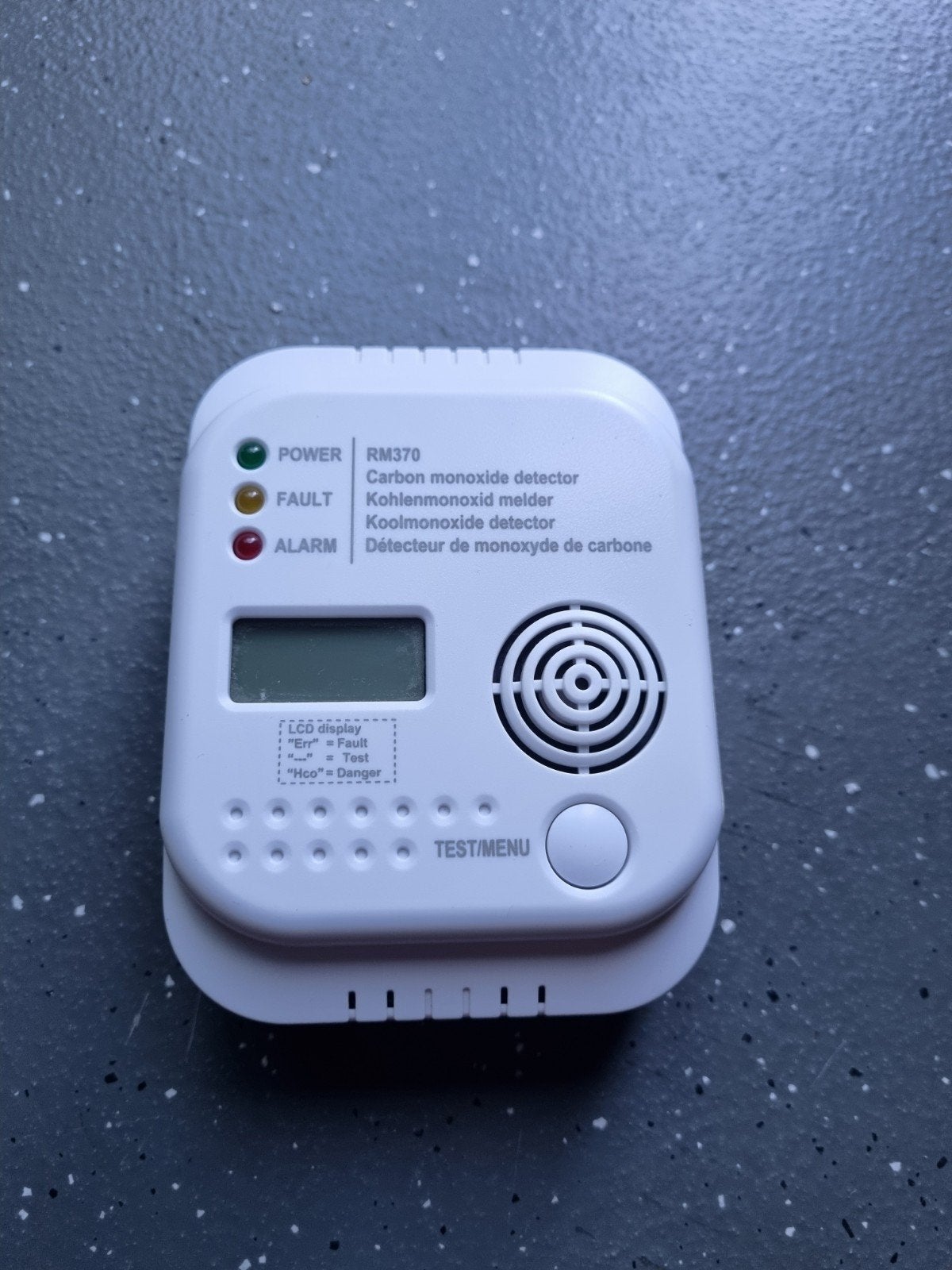 Smartwares RM370 Koolmonoxidemelder met LCD-display, Gebruikt, Detector, Sensor of Melder, Ophalen of Verzenden, Rook