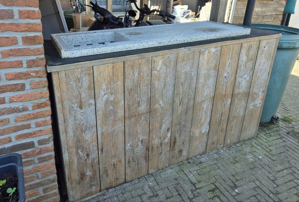 Buitenbar / buitenkeuken met antiek granieten blad, Tuin en Terras, Ophalen, Gebruikt, Houtskool