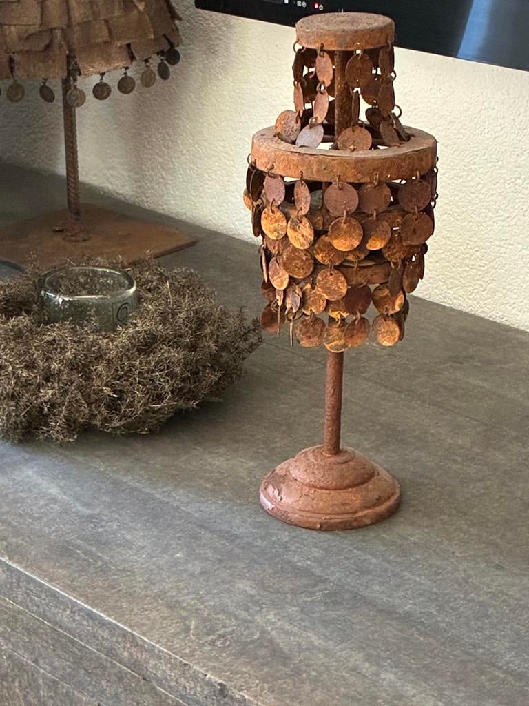 Kandelaartje in roest, Ophalen of Verzenden, Zo goed als nieuw, Overige materialen, Minder dan 25 cm