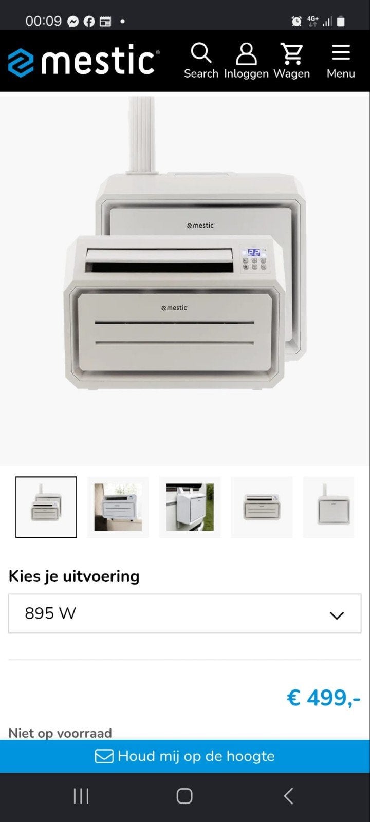 airco caravan, Ophalen, Mobiele airco, Minder dan 60 m³, 3 snelheden of meer