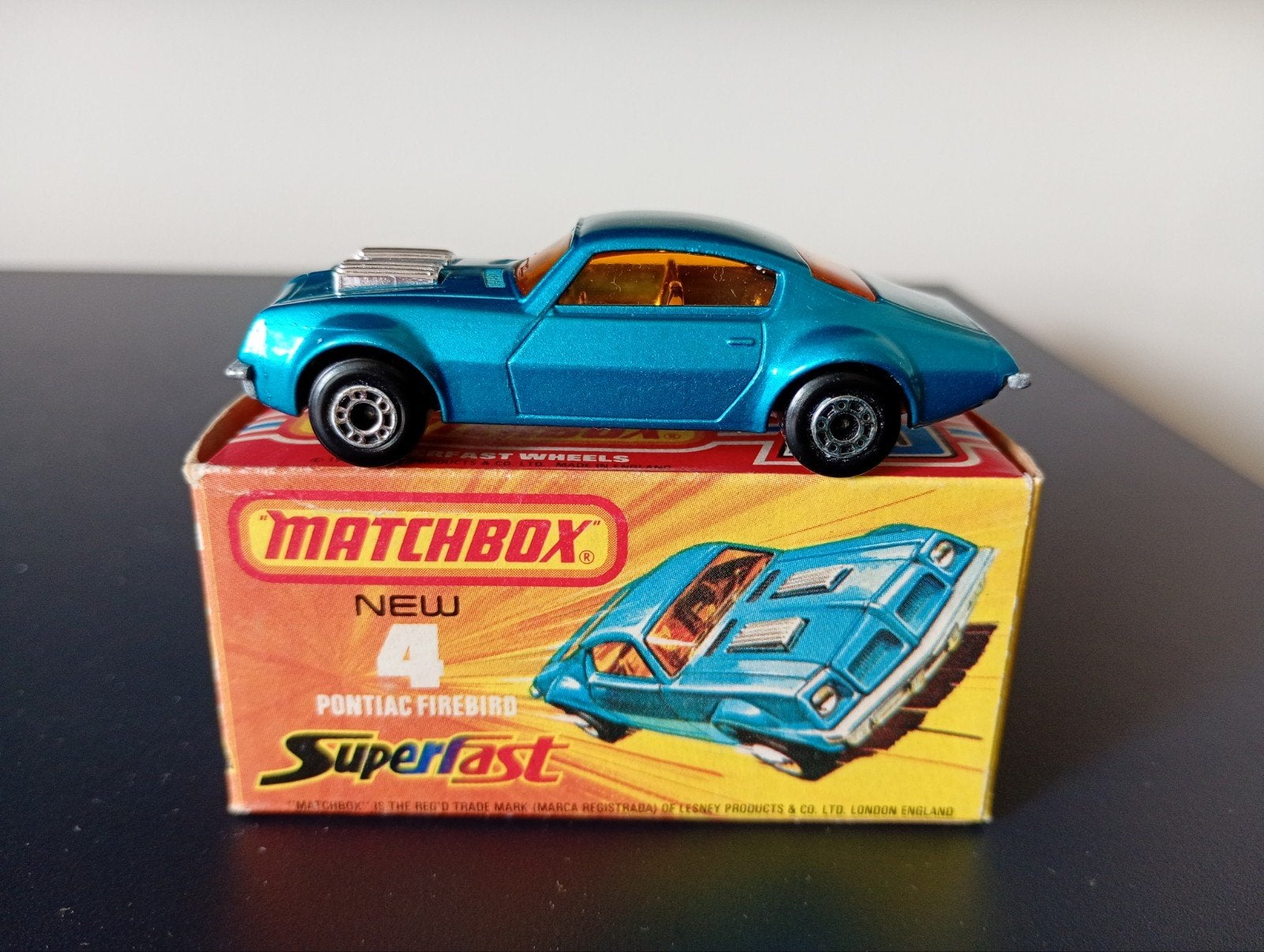 Lesney Matchbox Superfast #4 Pontiac Firebird in doosje, Ophalen of Verzenden, Zo goed als nieuw, Auto