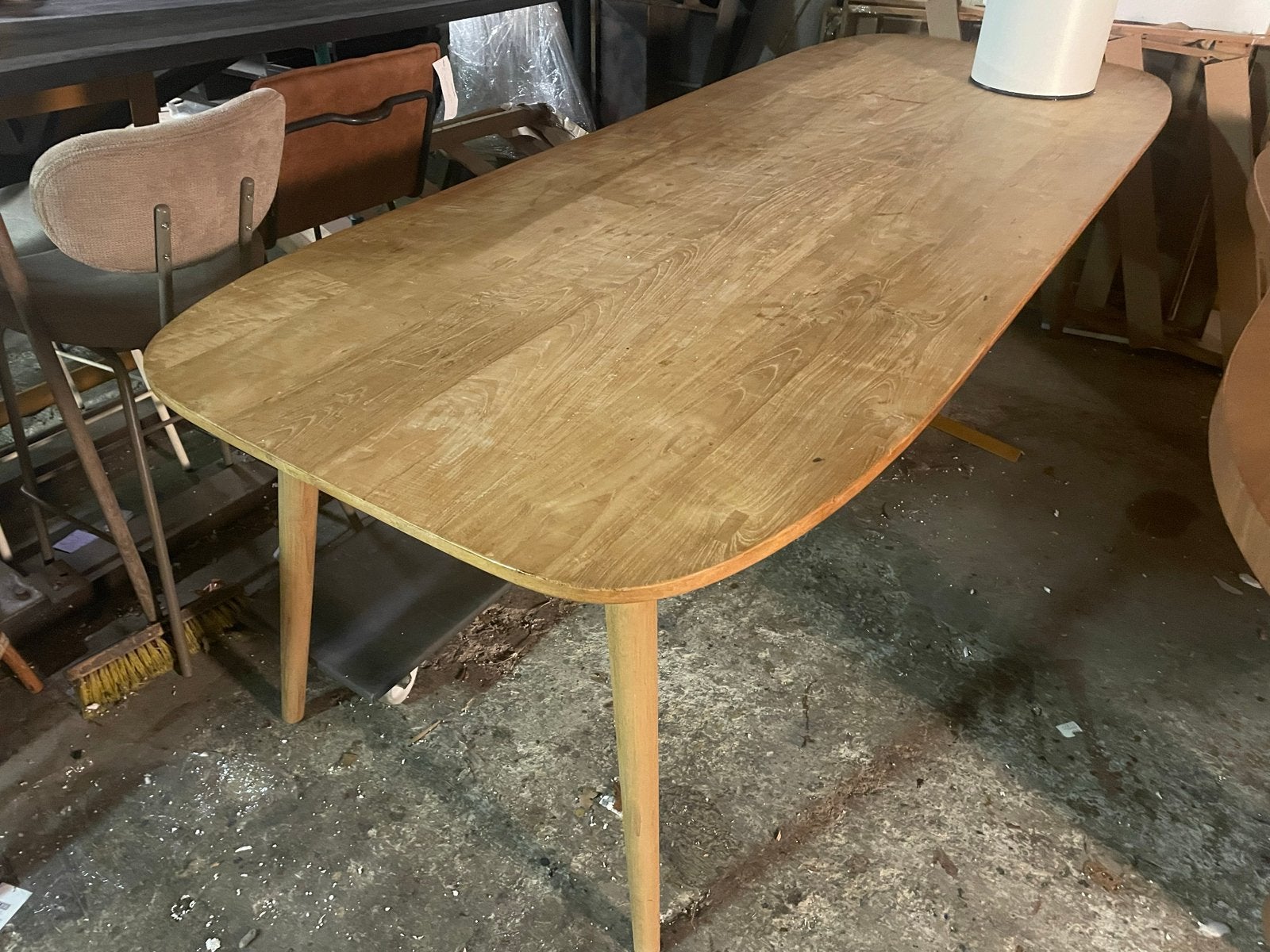 Deens ovale tafel van gerecycled teakhout 260x100 B-keuze, Huis en Inrichting, 100 tot 150 cm, Teakhout, Ophalen of Verzenden