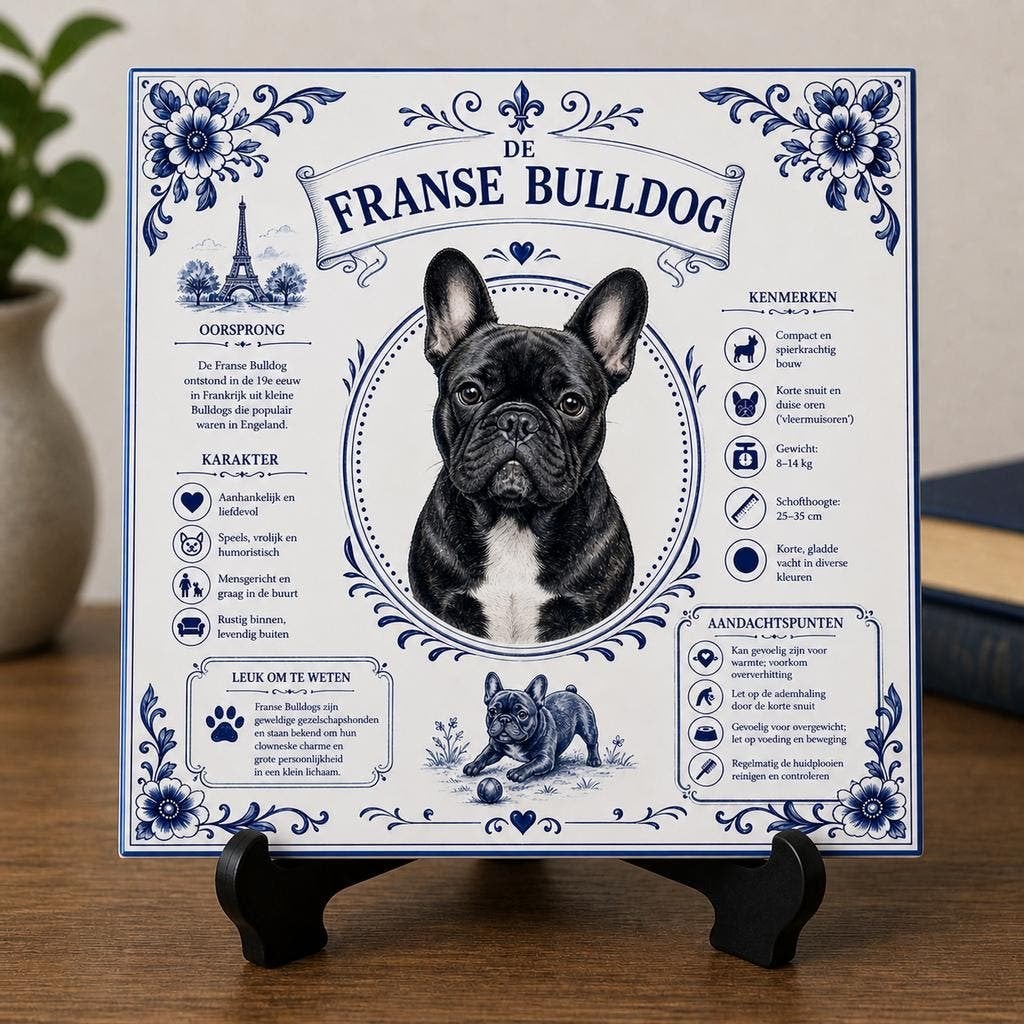 Franse Bulldog - Infographic Tegel, Verzenden, Nieuw
