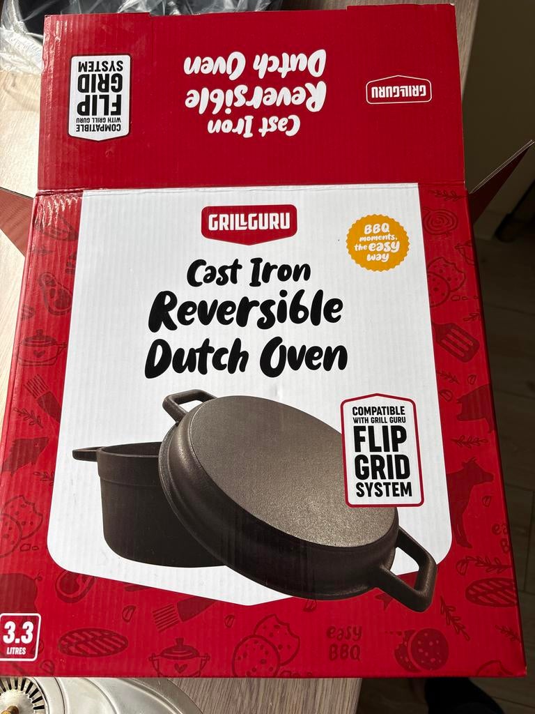 Grill Guru Gietijzeren Omkeerbare Dutch Oven 3.3L, Huis en Inrichting, Keuken | Potten en Pannen, Ophalen of Verzenden, Nieuw