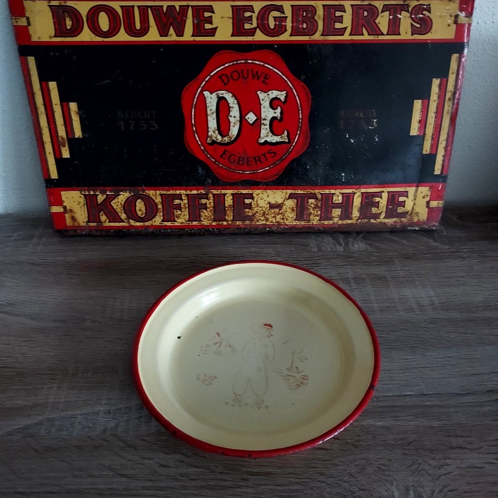 Emaille kinderbordje creme oud, Ophalen of Verzenden